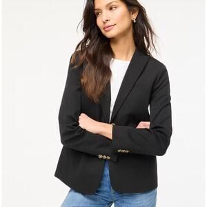 J.Crew Factory Classic Two Button Blazer Cotton Blend in Black Size 10 NEW